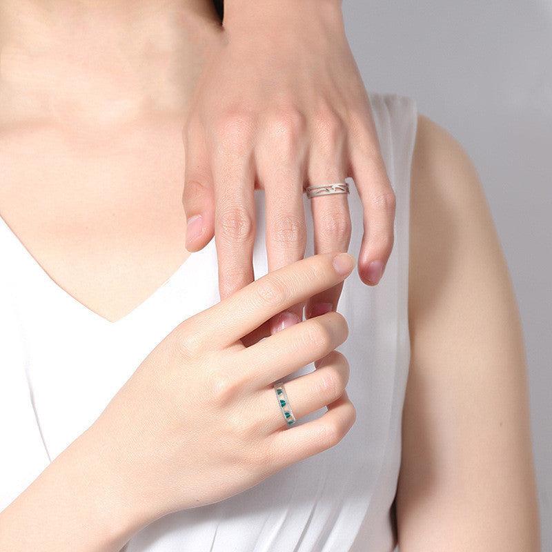 Couple Ring Sterling Silver Adjustable Personality Pair - Trendha