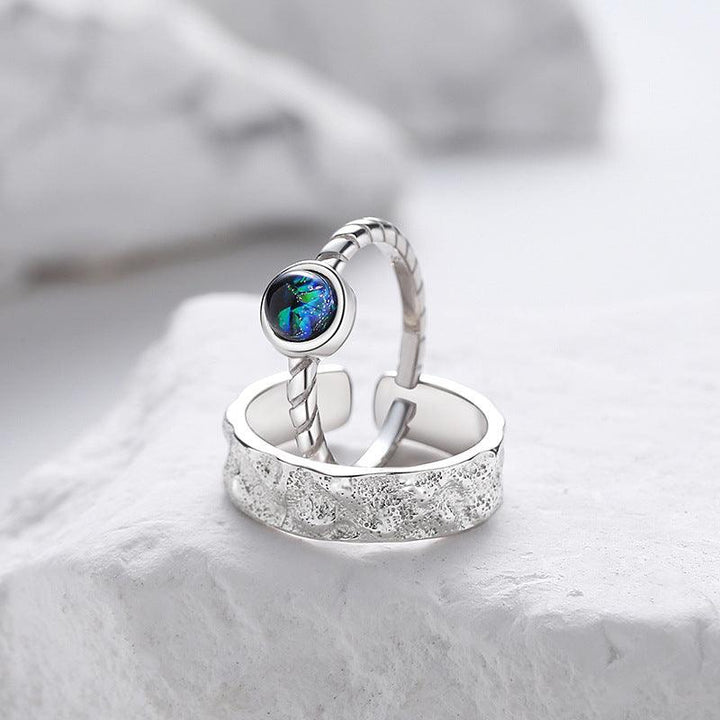 Couple's Sterling Silver Pair Versatile Glass Ring - Trendha