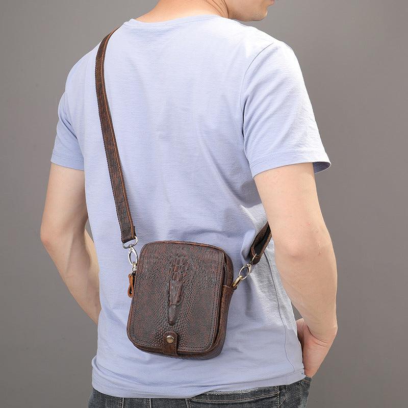 Cowhide Men's Diy Diagonal Shoulder Bag - Trendha