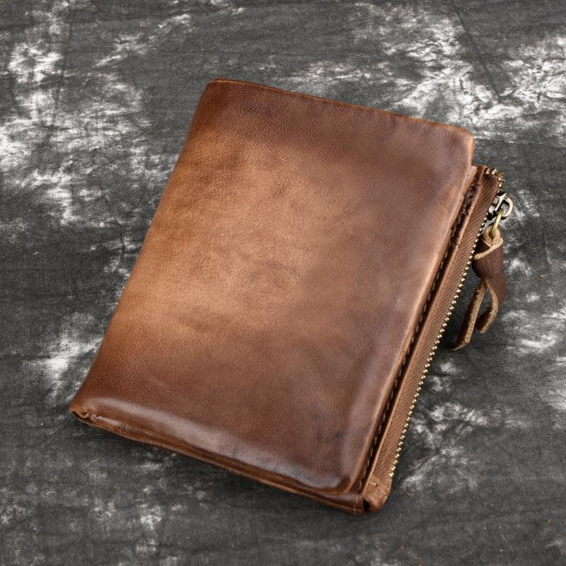 Leather Double-Zip Bifold Wallet