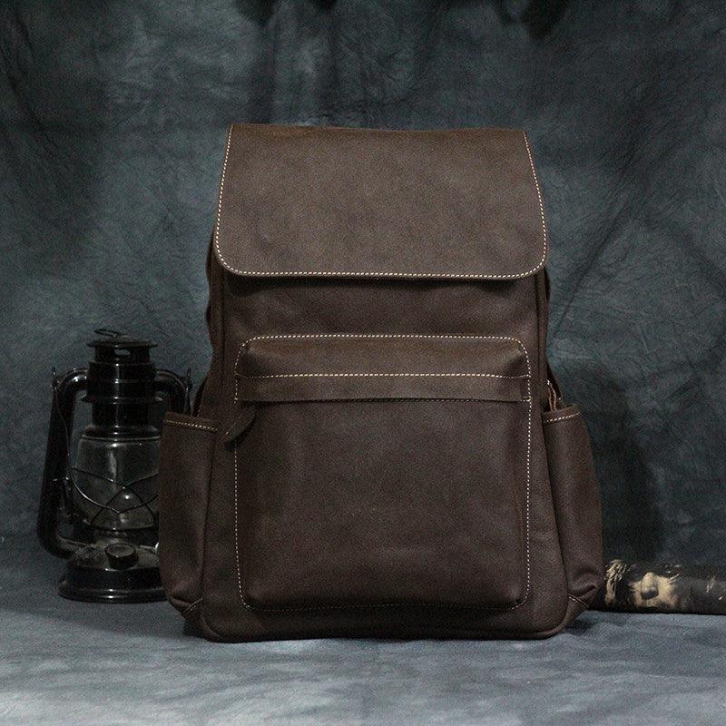 Crazy Horse Men's Leather Korean Style Backpack Retro - Trendha
