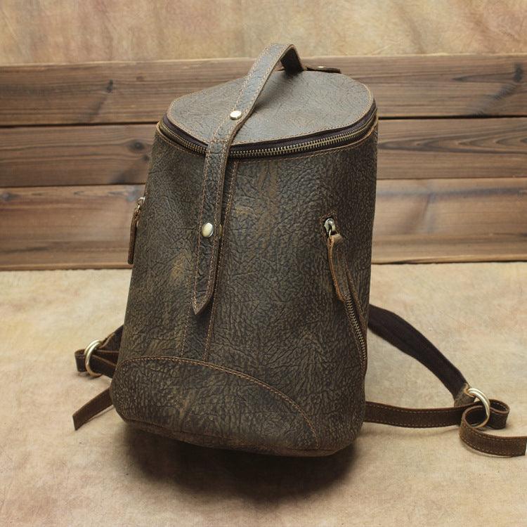 Crazy Horse Skin Unisex Backpack Casual Personality Retro Tide Leather Backpack - Trendha