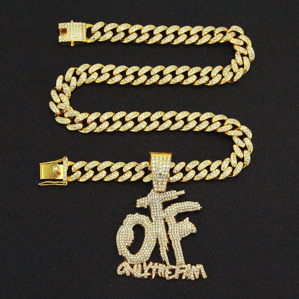 Creative Stitching Full Diamond Letter Pendant Necklace - Trendha