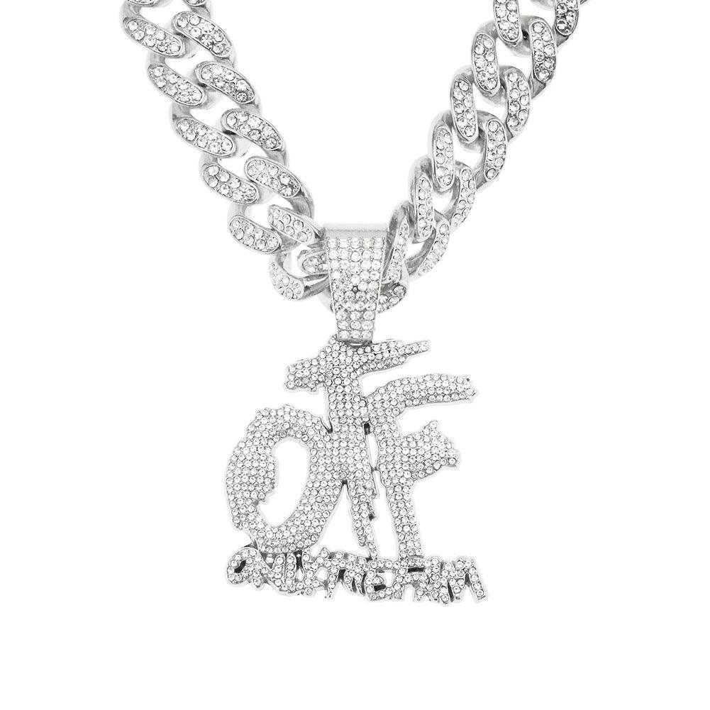Creative Stitching Full Diamond Letter Pendant Necklace - Trendha