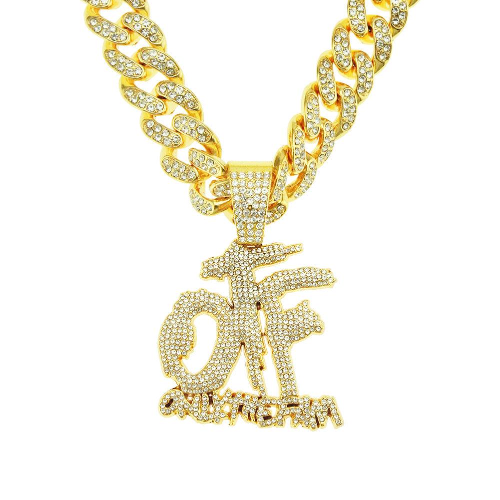 Creative Stitching Full Diamond Letter Pendant Necklace - Trendha