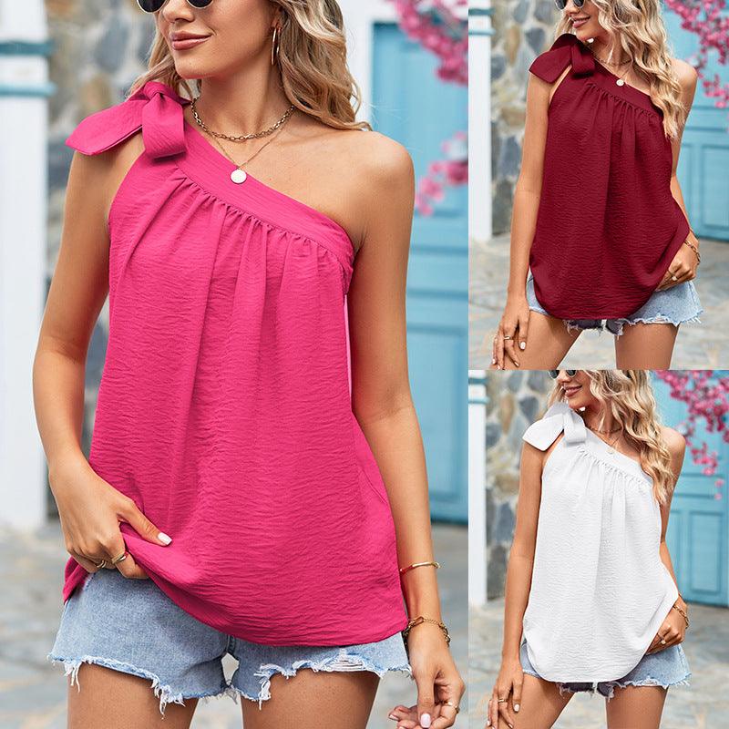One-Shoulder Bow-Tie Top