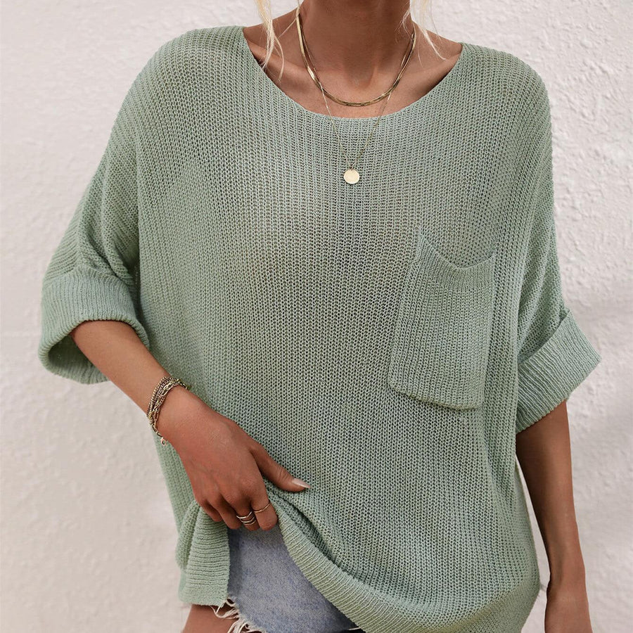 Cross Border Knitted Loose Solid Color Foreign Trade Fashion Pullover Women's Needle - Trendha