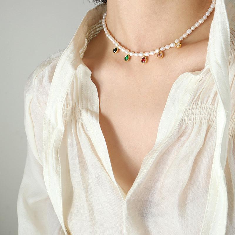 Crystal Stone Cold Simple Necklace - Trendha