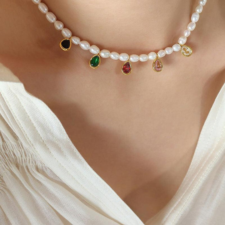 Crystal Stone Cold Simple Necklace - Trendha