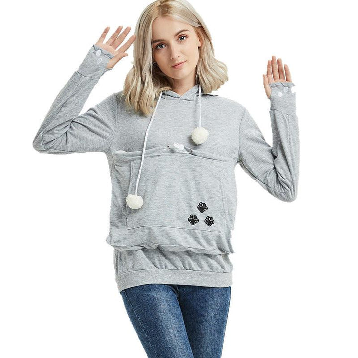 Cute Hoodies Pullover Sweatshirts With Pet Pocket For Cat Clothes Winter Women - Trendha