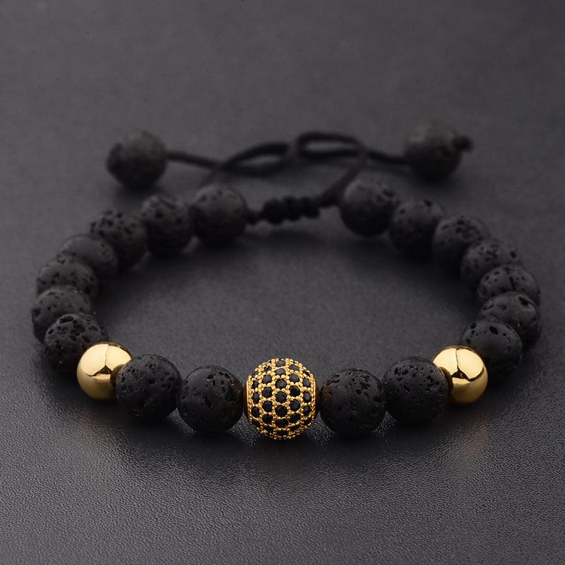CZ Zircon Pave Lava Weaving Bracelet Men Beads - Trendha