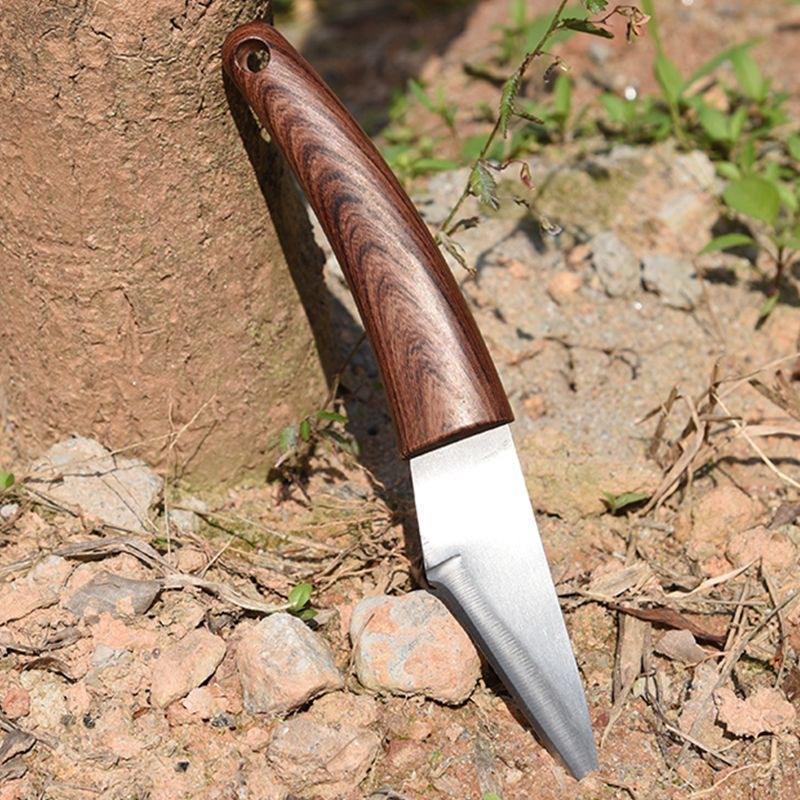 Solid Wood Handle Grafting Knife with Leather Sheath