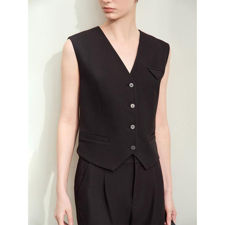 Minimalist Autumn Office Lady Sleeveless Jacket