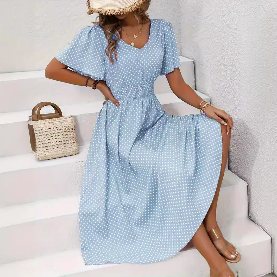Women's Small Floral Print Short Sleeve Dress