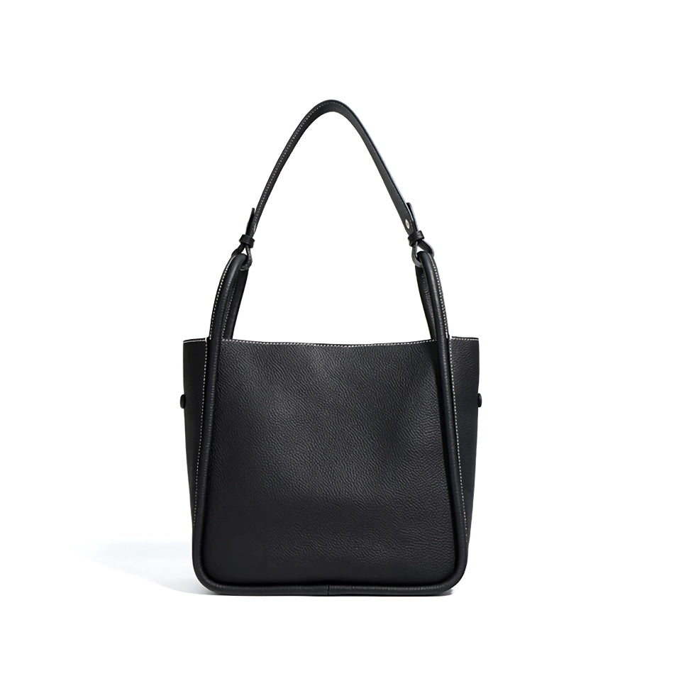 Genuine Leather Bucket Bag - Versatile Women's Shoulder & Handheld Tote