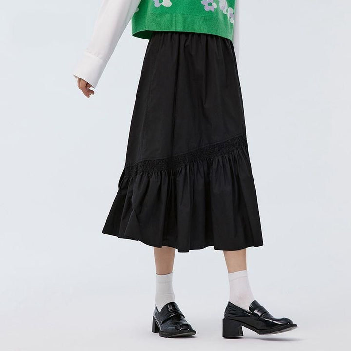 Elegant Mid-Calf Black Skirt for Women
