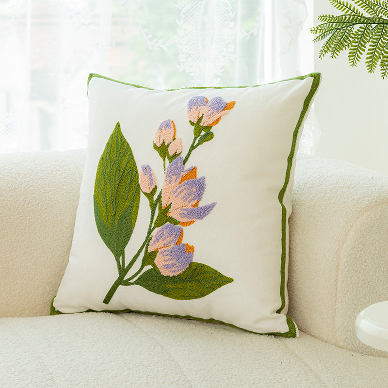 Sofa Pillow With Flower Embroidery Pillow Cover