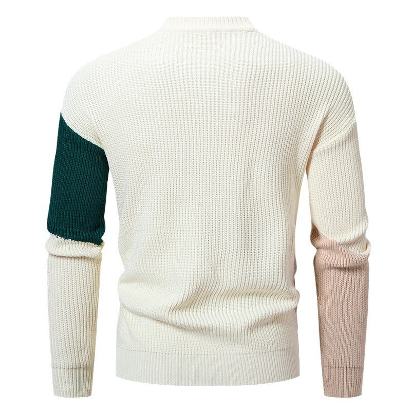 Sweater Men's Round Neck Multicolor Pullover Sweater