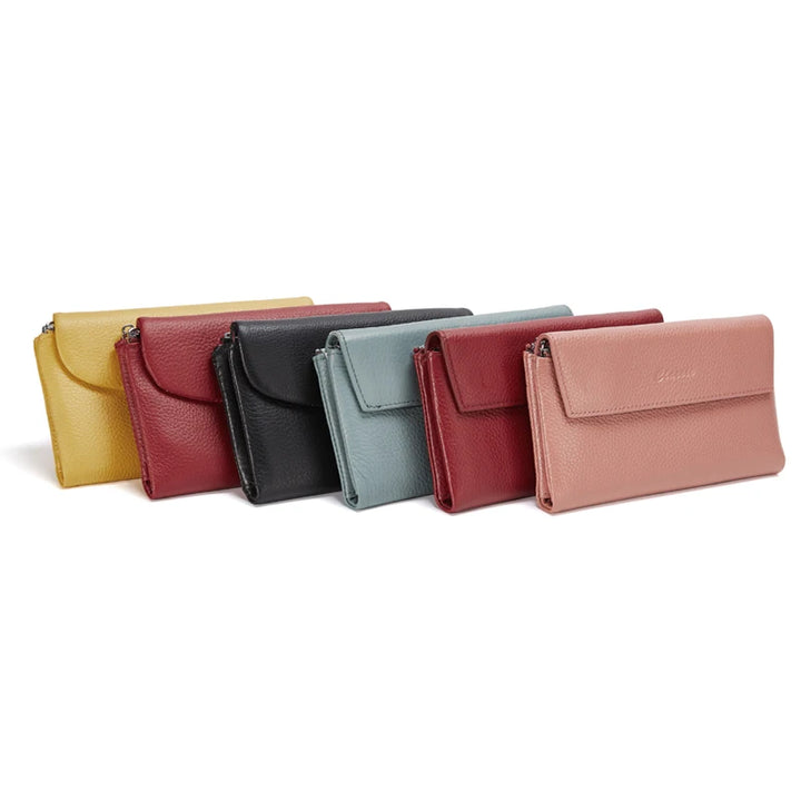 Genuine Leather Trifold Wallet with Coin Purse and Card Holder