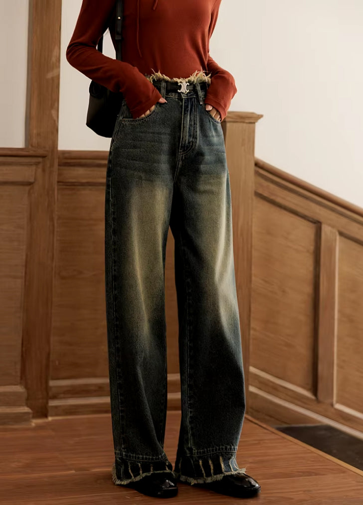 High Waist Vintage Straight Denim Pants