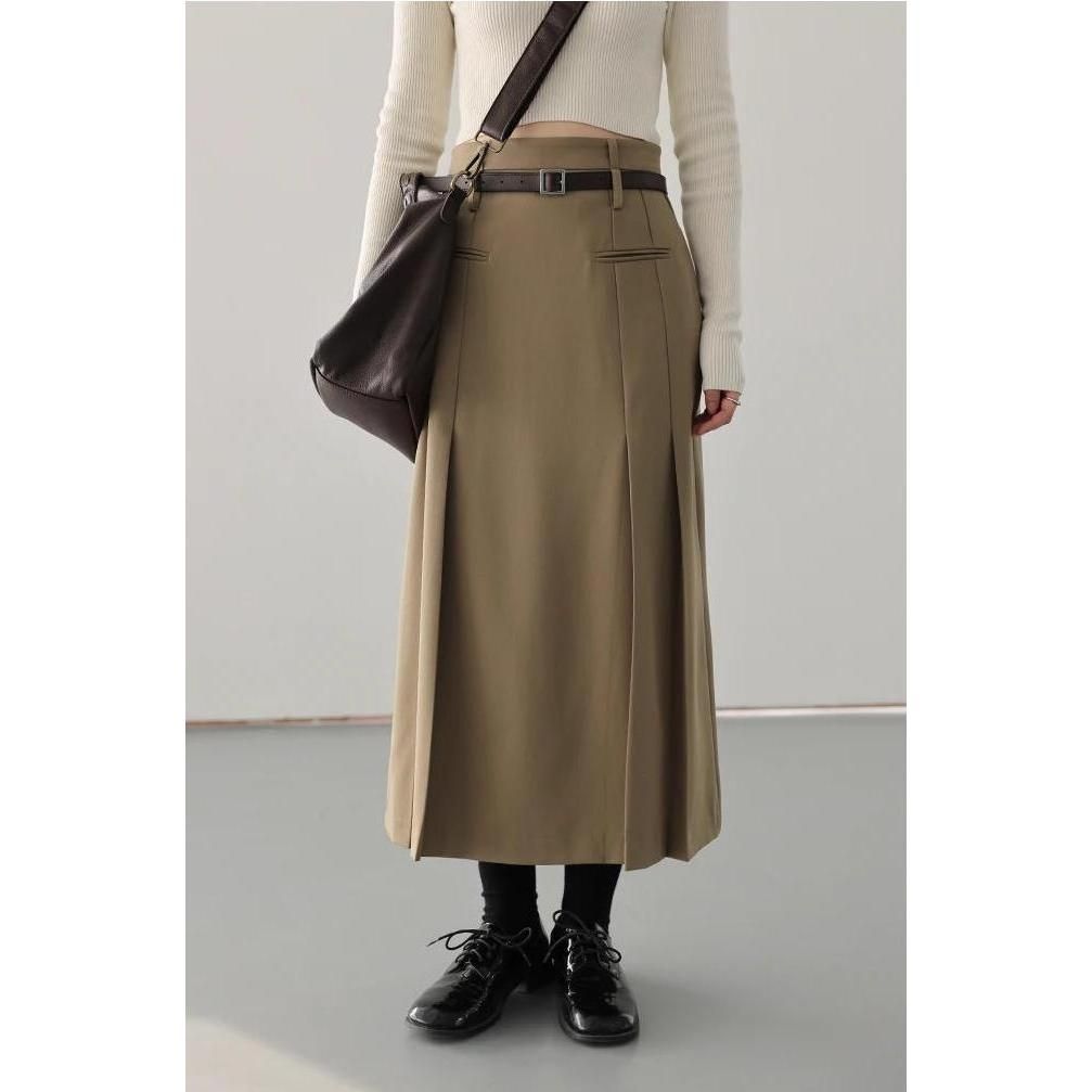 Elegant High Waist Pleated A-Line Skirt