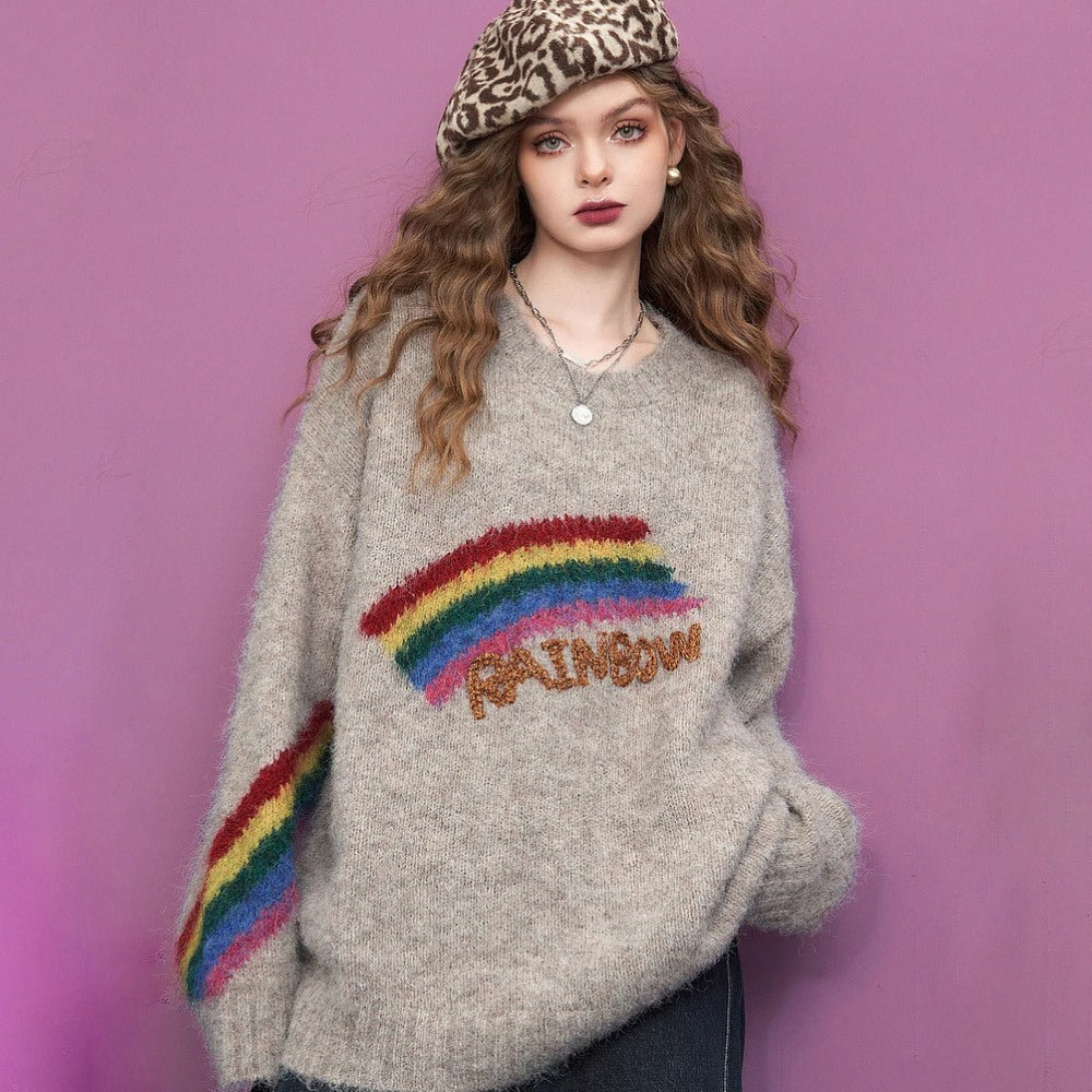 Colorful Rainbow Loose Sweater for Women