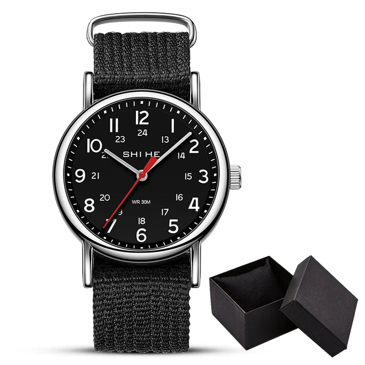 Unisex Military Sports Quartz Watch with Easy-Read Dial and Nylon Strap