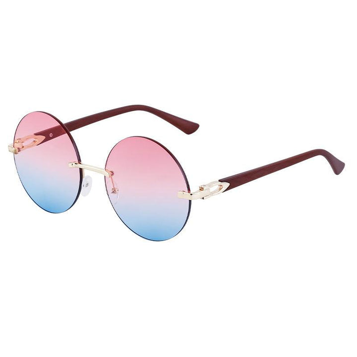 Trendy Gradient Rimless Round Sunglasses