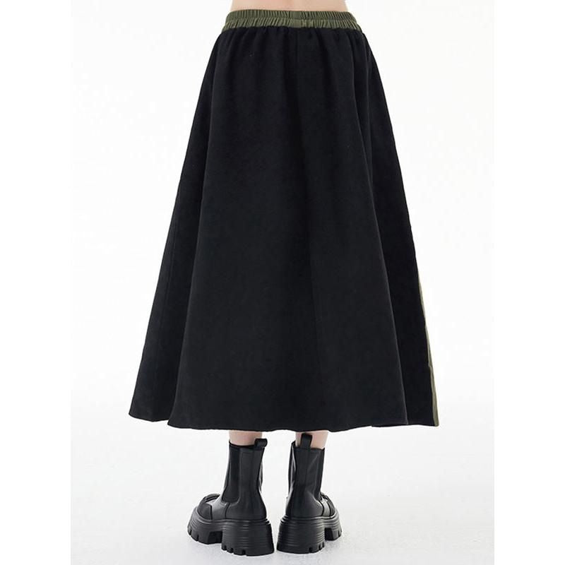 Green & Black Asymmetric A-Line Skirt