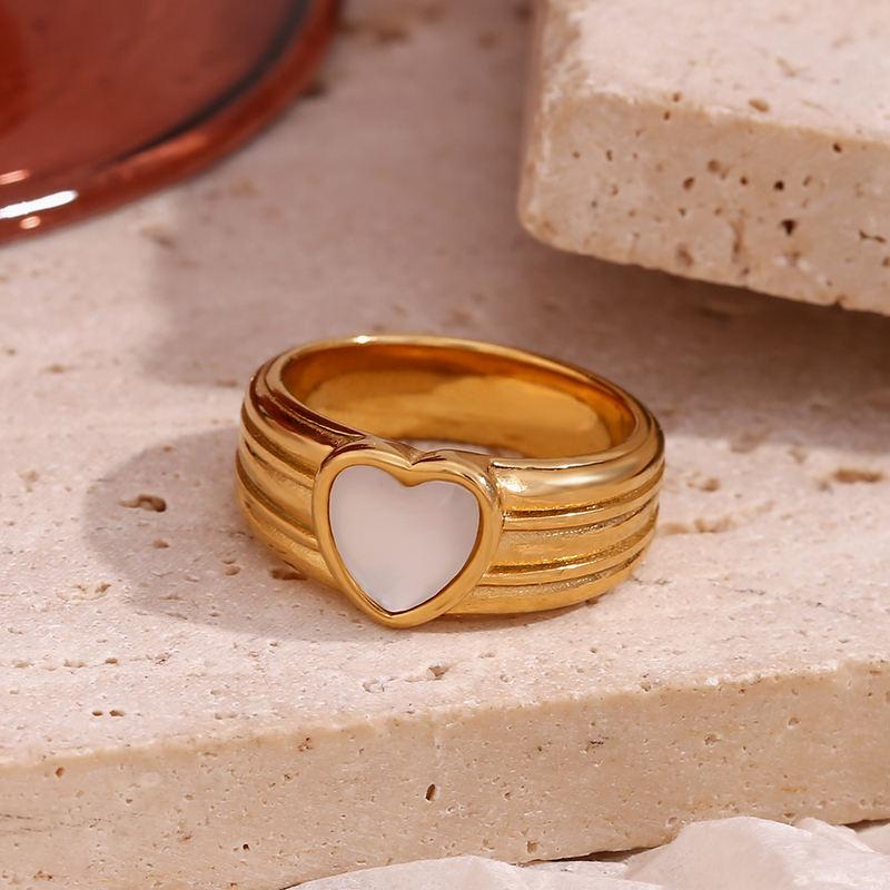 18K Gold-Plated Striped Heart Ring