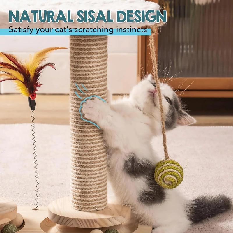 Natural Sisal Scratcher with Self-Groomer & Play Perch