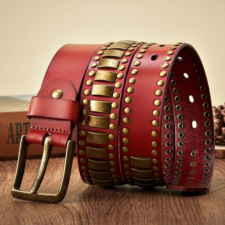 Punk Rock Rivet Studded Belts with Geometry Pattern