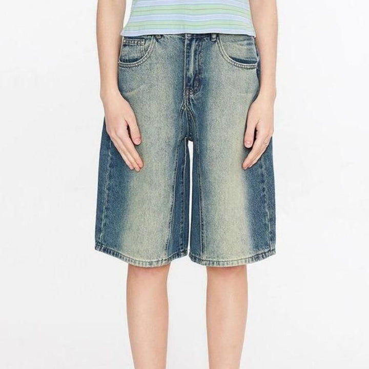 Y2K Vintage Gradient High Waist Baggy Denim Shorts