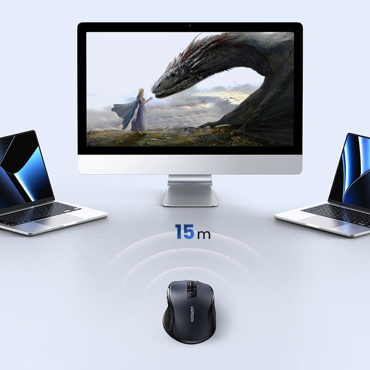 Wireless Bluetooth 5.0 & 2.4G Ergonomic Mouse - 4000DPI, 6 Silent Buttons, Dual Mode Connectivity