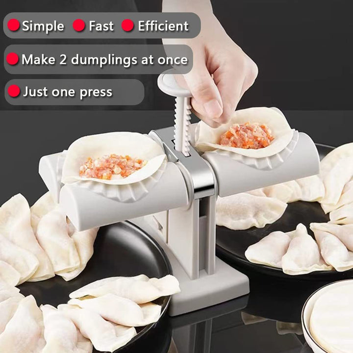 Collfa Automatic Dumpling Maker Mold Manual Ravioli Press Machine Dumpling Press Set Double Heads Mold Make 2 At A Time Quick Dumpling Empanadas Pierogi Maker Tool For Home,Kitchen Restaurant 2in1