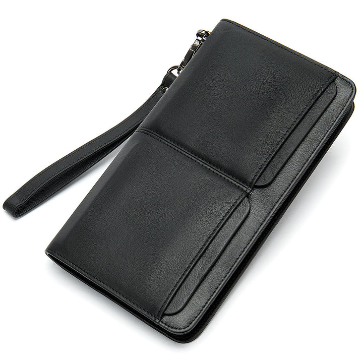 Business Double Pocket Men's Wallet Long Wallet Multiple Card Slots Genuine Leather Men's Clutch Clutch