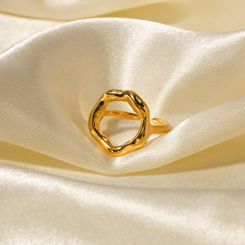 18K Gold Plated Stainless Steel Geometric Ring for Women