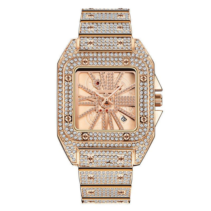Hip Hop Full Diamond Large Dial Men's Quartz Watch - Trendha