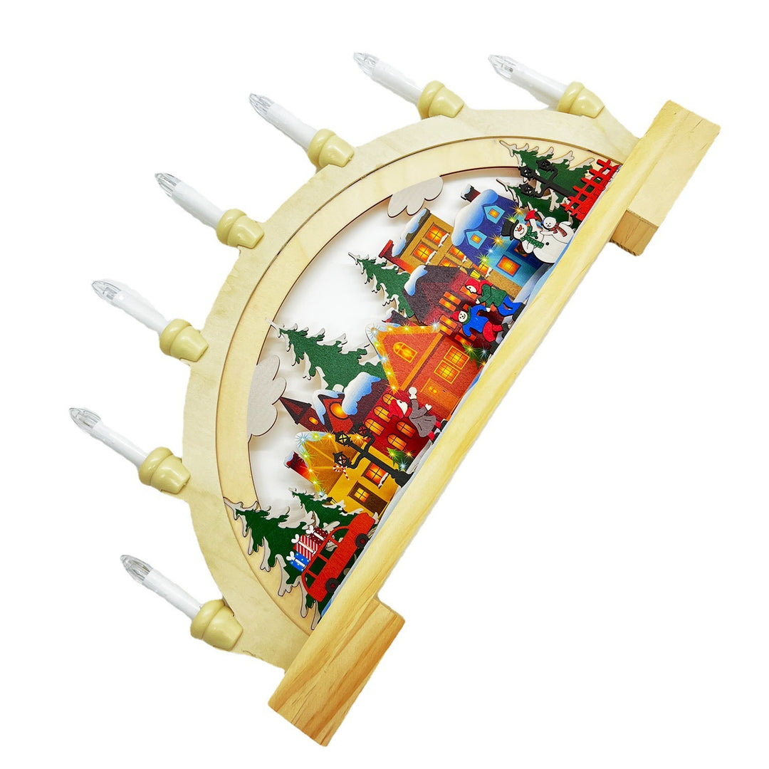 Wooden Christmas LED Bridge Lamp Decorations