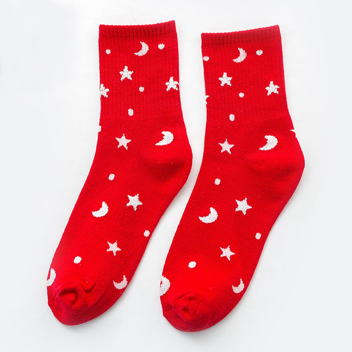 Stylish Moon & Star Silver Silk Women’s Socks