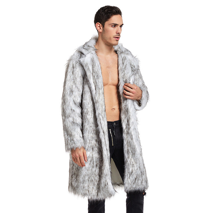 European And American Men's Artificial Fur Long Coat