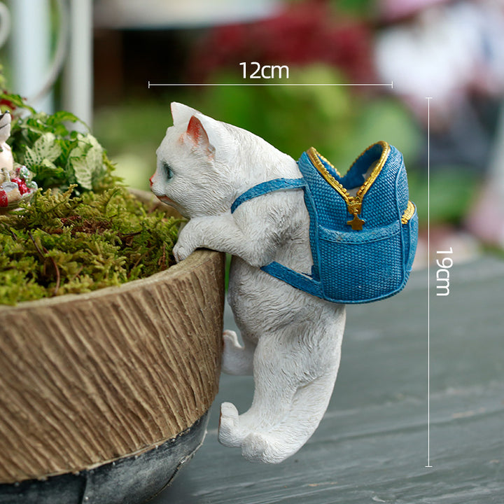 Cat Backpack Garden Statue