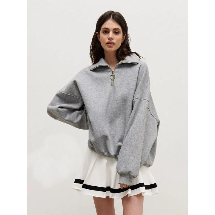 Women's Cotton Blend Oversized Zip-Up Sweatshirt