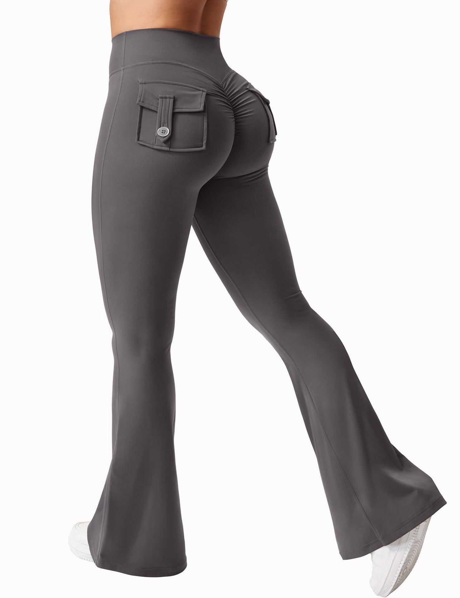 Cargo Pocket Elastic High Waist Workout Women&