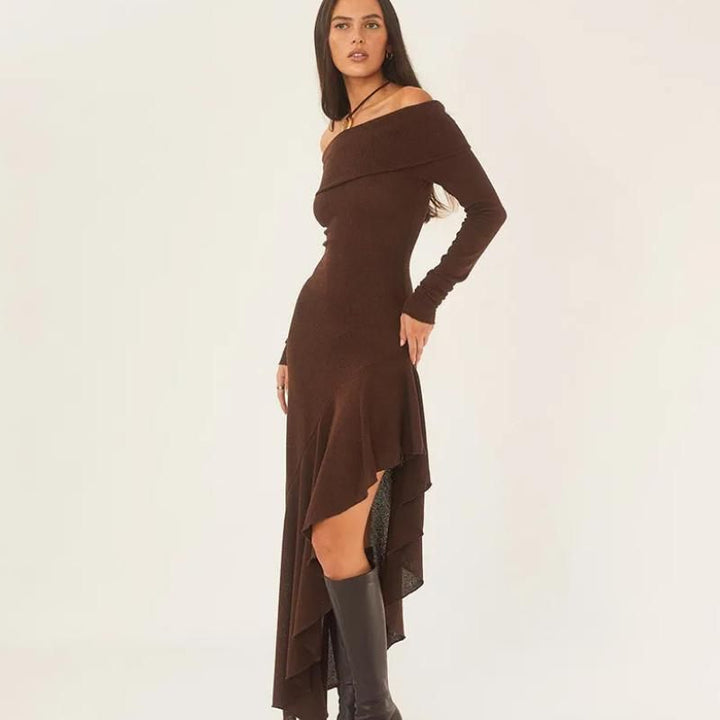 Chic Off-Shoulder Ruffle Long Dress