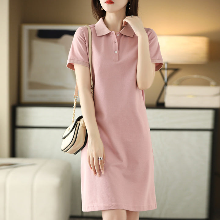 Polo Collar Mid-length Dress Women