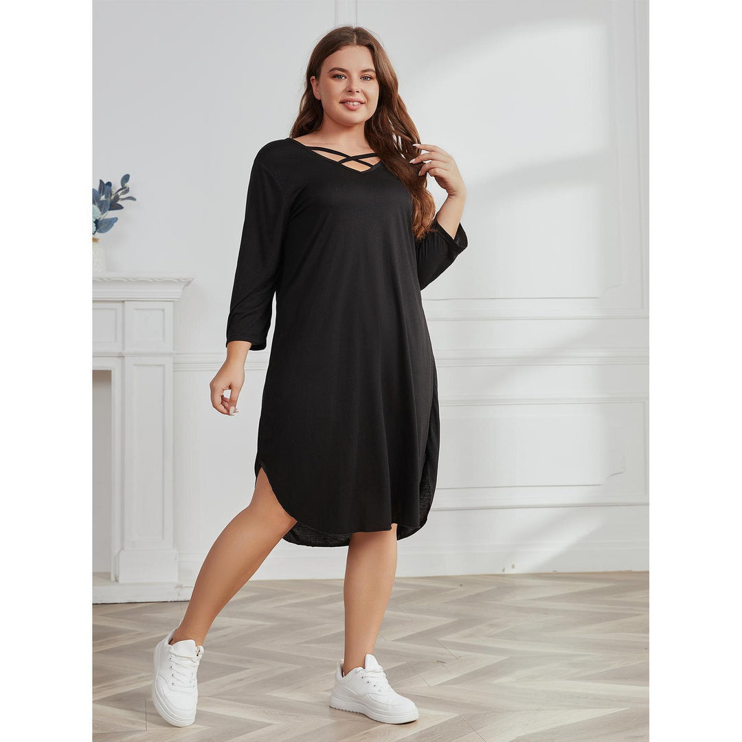 Fashion Casual Loose Long Sleeve Plus Size Dress Women