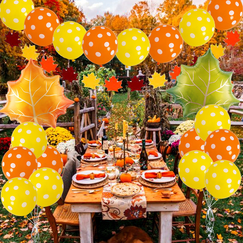 Thanksgiving Party Decoration Balloon Maple Leaf Shape Layout Props