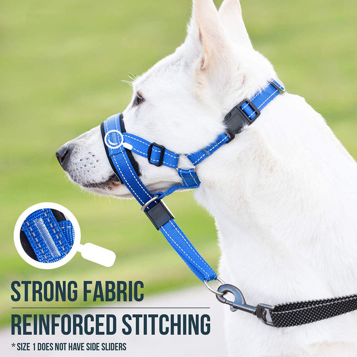 Reflective Nylon Dog Muzzle and Leash Set with Adjustable Fit