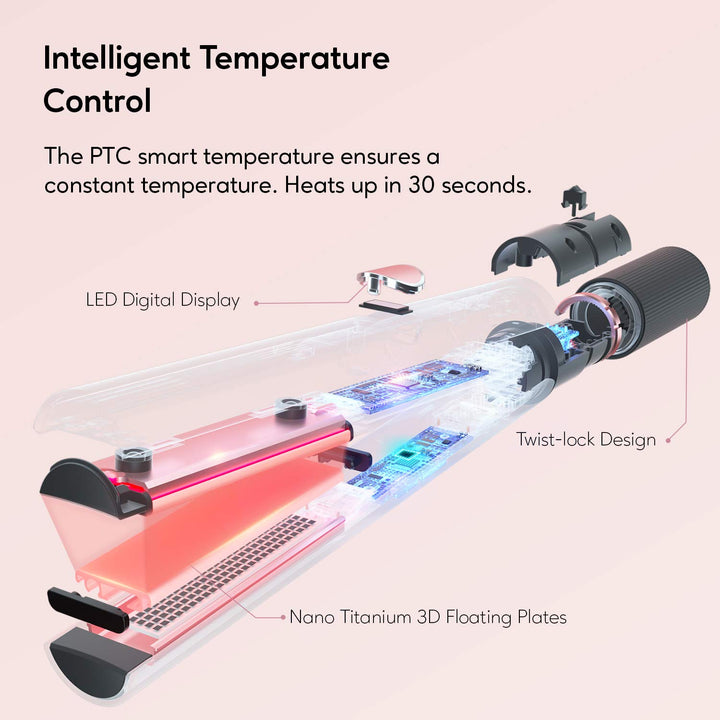 Professional Nano Titanium Hair Straightener and Curling Iron with LCD Display